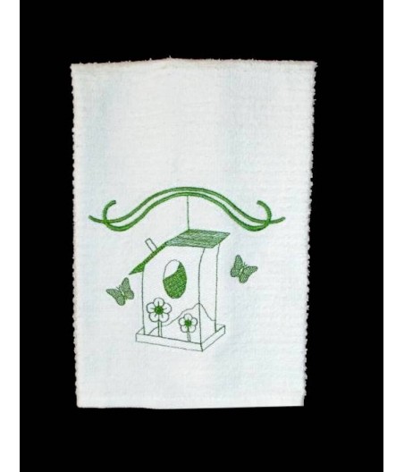 Birdhouse with Butterflies Towel Design