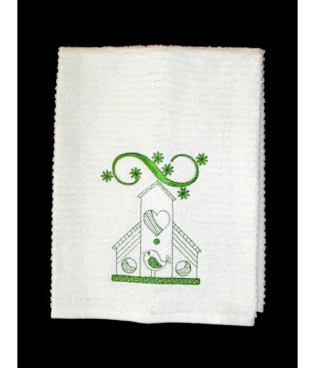Birdhouse witn Heart Towel Design