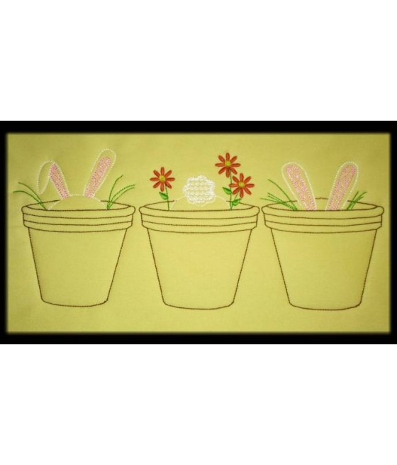 Bunny In Flower Pots