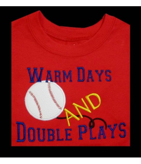 Warm Days Baseball Applique