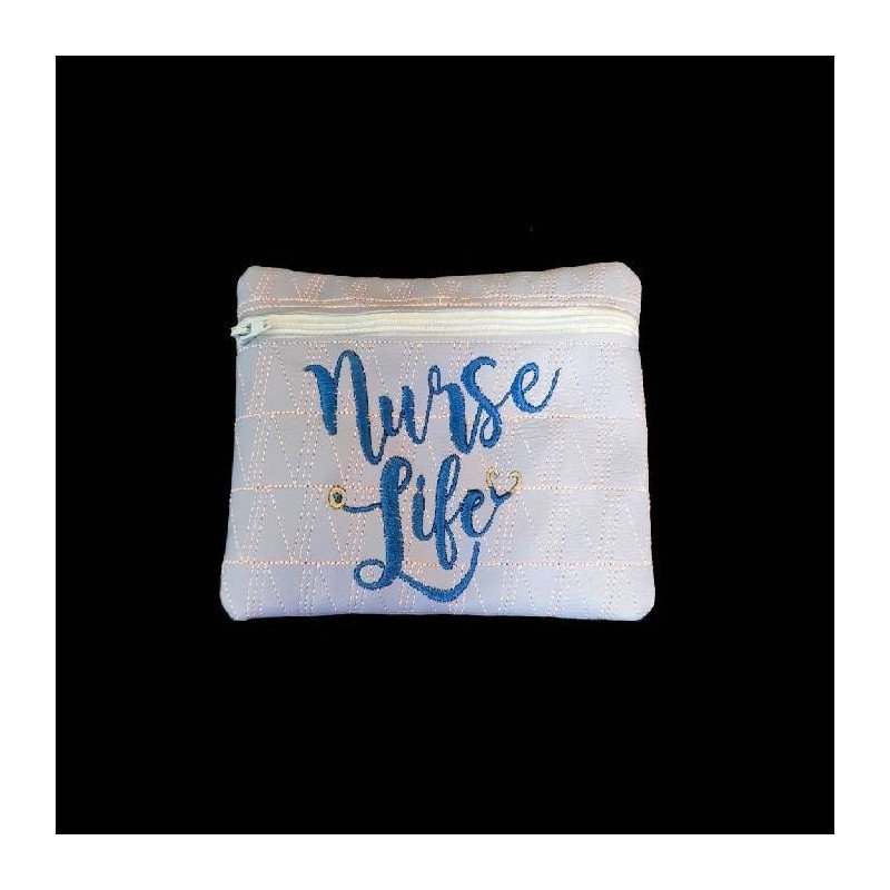 In Hoop Vinyl Nurse Life Zipper Tote In Hoop Vinyl Nurse Life Zipper Tote