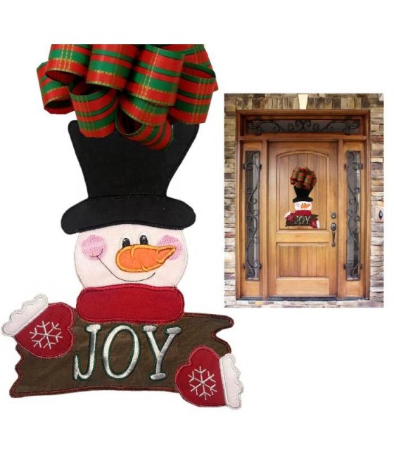 In Hoop Door Hanger Joy Snowman
