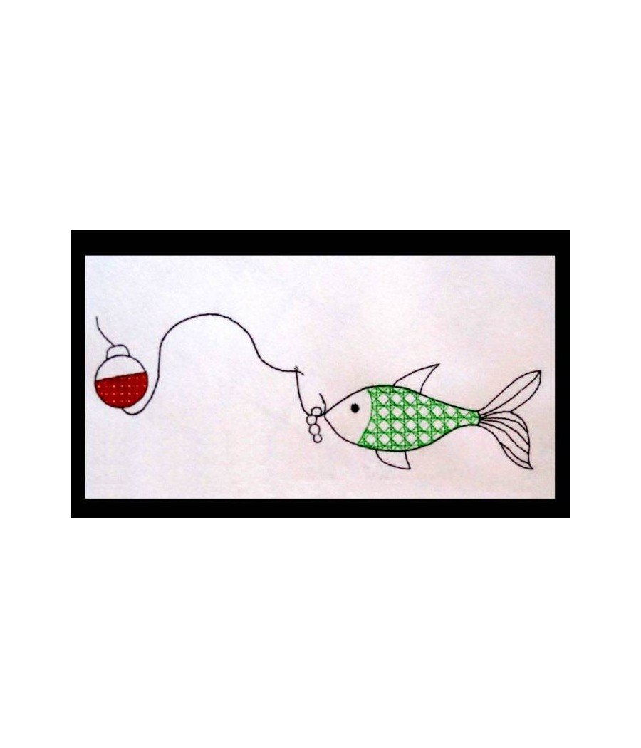 Line Art Bobber and Fish Line Art Bobber and Fish