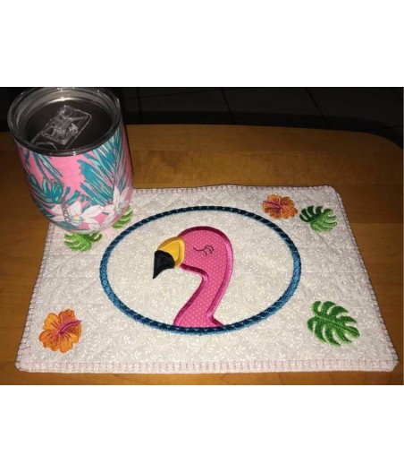 In Hoop Flamingo Mug Rug