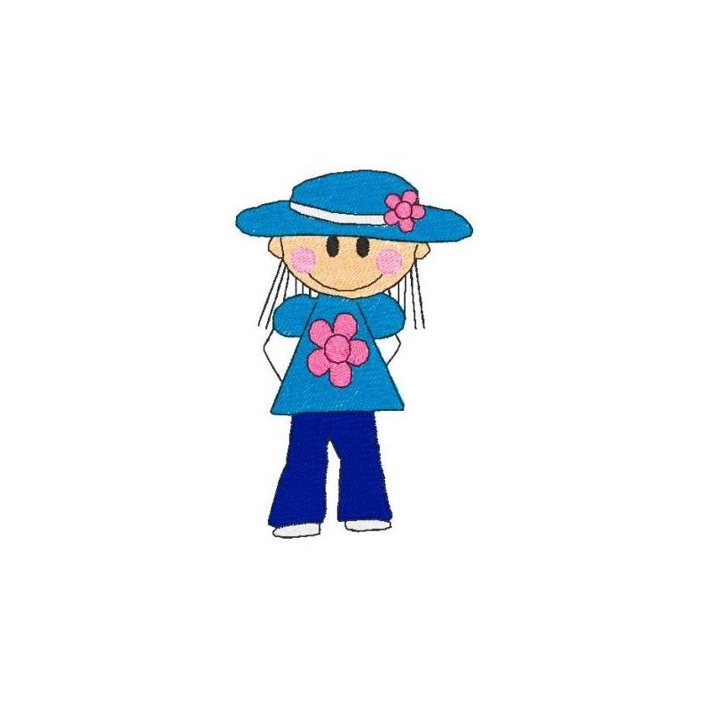 Black Outline Girl Blue Hat Black Outline Girl Blue Hat