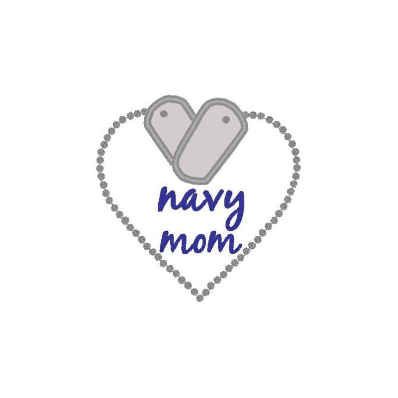 Applique Heart Tag Navy Mom Mega Hoop Design Applique Heart Tag Navy Mom Mega Hoop Design