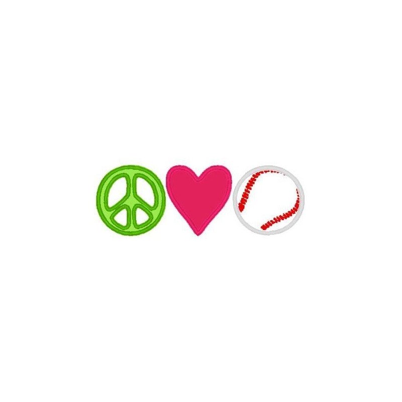 Applique Peace Love Baseball Mega Hoop Design Applique Peace Love Baseball Mega Hoop Design